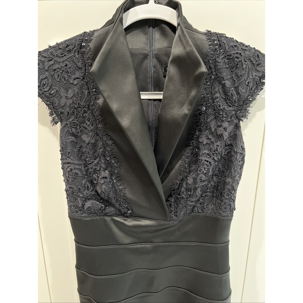 Tadashi Shoji Black Sequin Beaded Sheath Cocktail Old Hollywood Designer